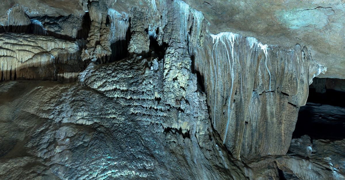 Limestone cave with stalactites at Baratang Island, Andaman