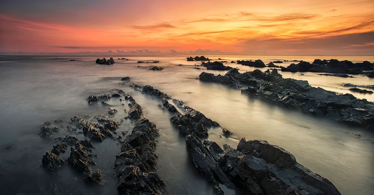 Golden sunset over the sea at Laxmanpur Beach, Neil Island, Andaman