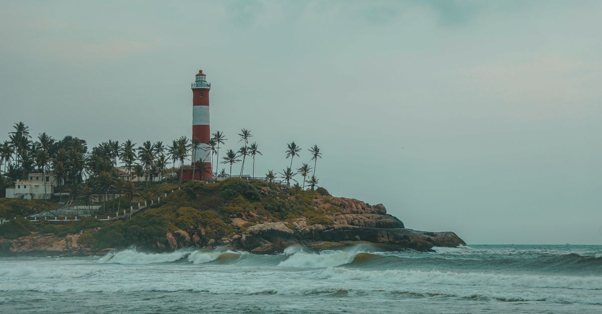 Lighthouse and clear shallows at North Bay Island near Port Blair, Andaman